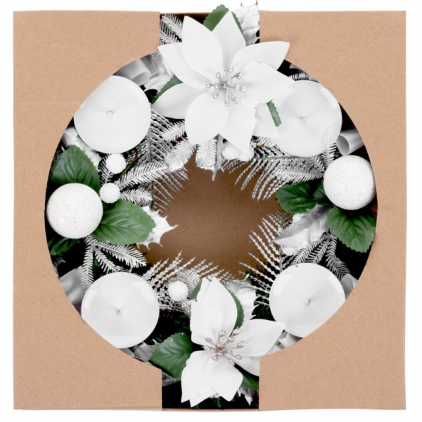 Vánoční věnec MagicHome, adventní, bílý, 25 cm