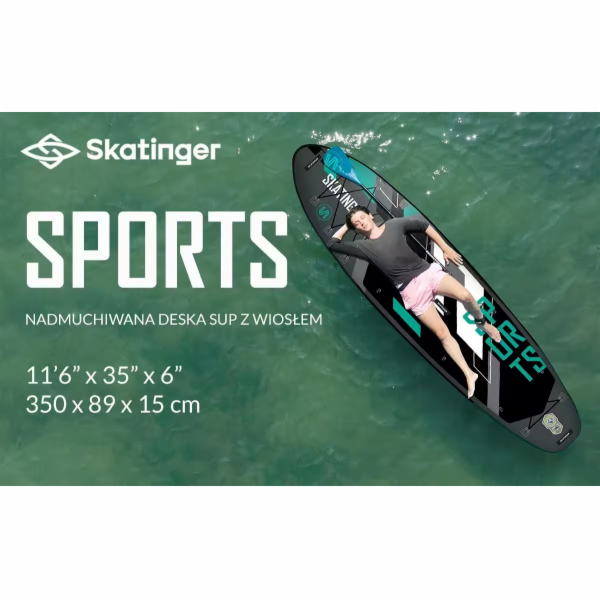 SUP deska SKATINGER Grey sports 350 x 89 x 15 cm – jóga