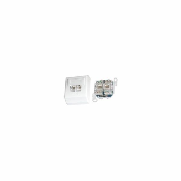 Zásuvka Profi UTP 2x RJ45 Cat5E, krone, na omítku