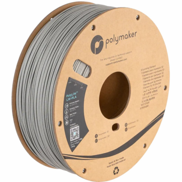 Poly Filament aker PolyLite LW-PLA 1,75 mm 0,80 kg - šedý}