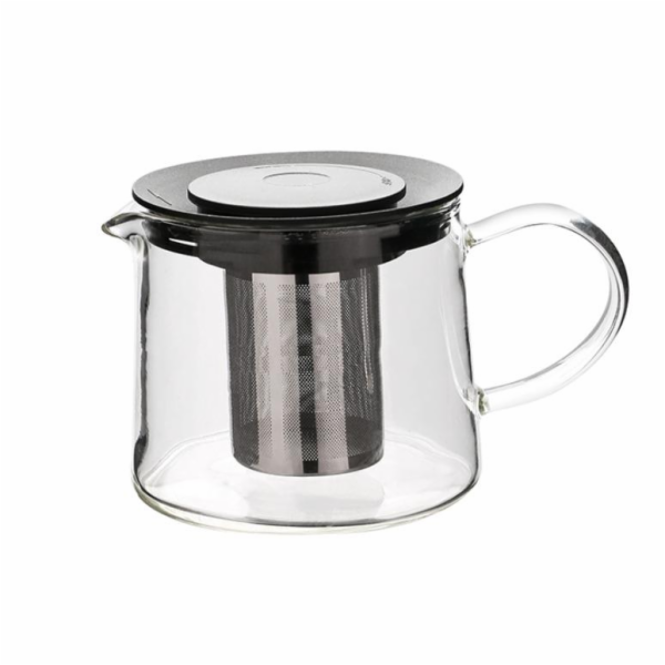Konvice na čaj se sítkem, 1 l, průhledná/černá