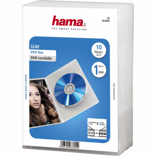 1x10 Hama DVD-obaly Slim  Transpar. 50% uspora mista 83890
