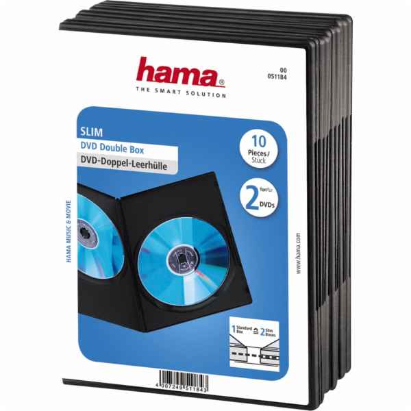 1x10 Hama pouzdro na 2 DVD  tenké 75% úspora místa 51184