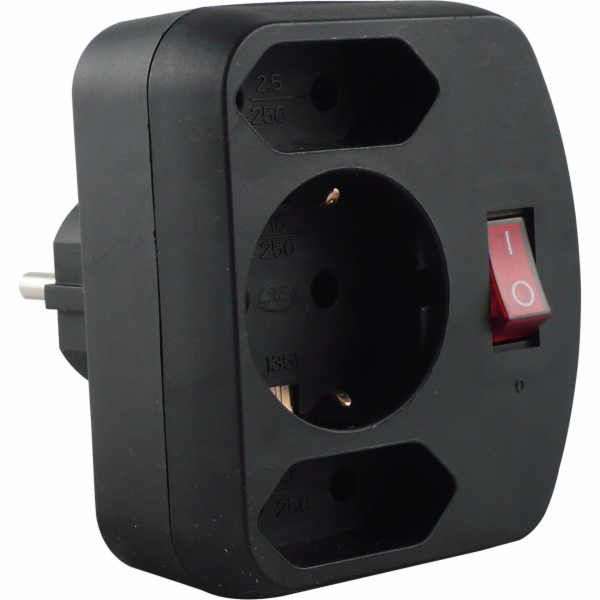 REV 3-fach Adapter s Schalter  cerna