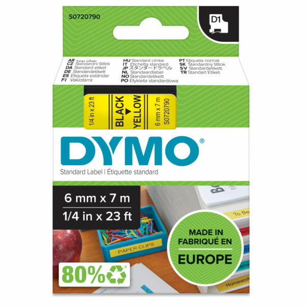 Dymo D1 paska 6 mm x 7 m  cerna na  zlute 43618
