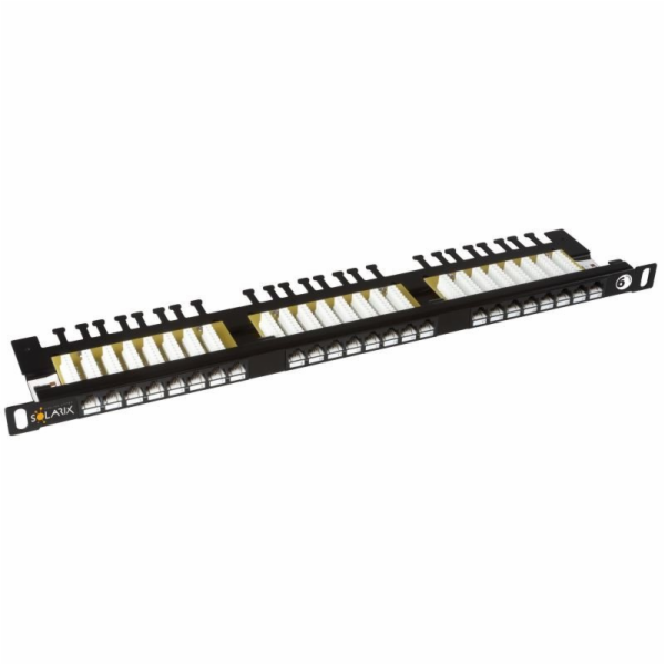 19" patch panel Solarix 24xRJ45 CAT6 UTP s vyvazovací liš...