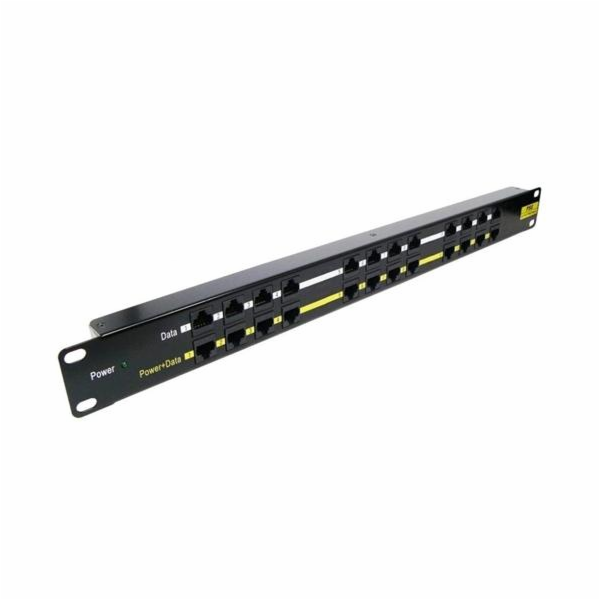 Patch panel POE UTP cat.5e 12p 1U Black, 19" rack