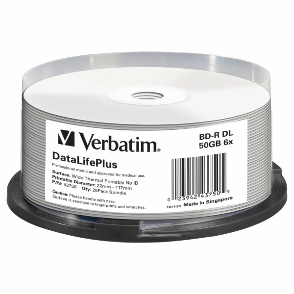 1x25 Verbatim BD-R Blu-Ray 50GB  6x Speed thermal printab...