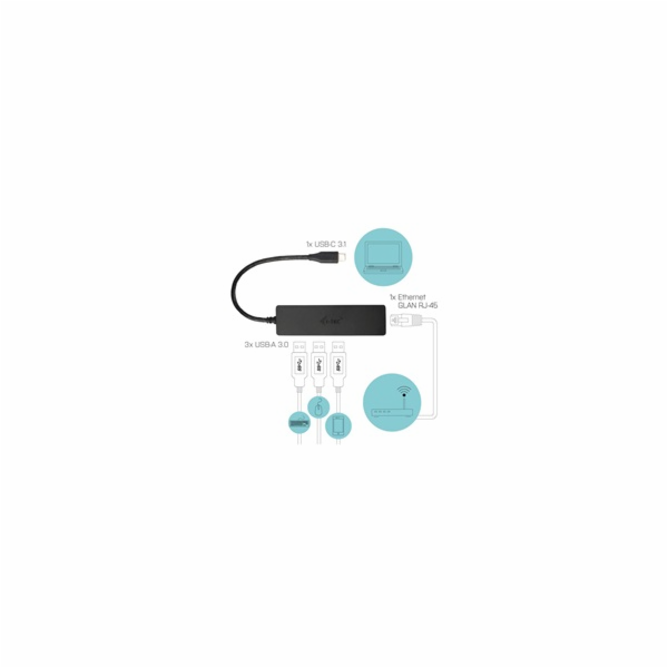 i-tec USB-C 3.1 Slim 3-portový HUB + RJ-45