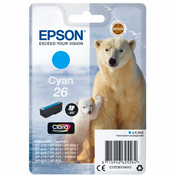Epson 26 - 4.5 ml - azurová - originální - blistr - inkou...