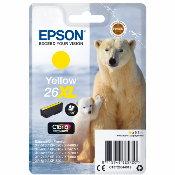 EPSON ink bar Singlepack "Lední medvěd" Yellow 26XL Clari...