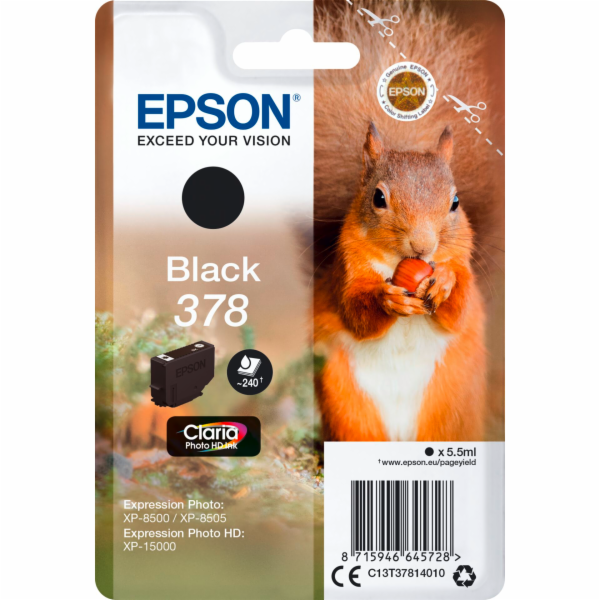 Epson Singlepack Black 378 Claria Photo HD Ink