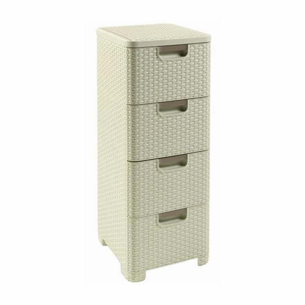 Regál Curver Style 4x14L se zásuvkami krémově bílý