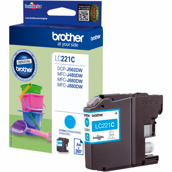 Brother LC221C - Azurová - originální - inkoustová cartri...