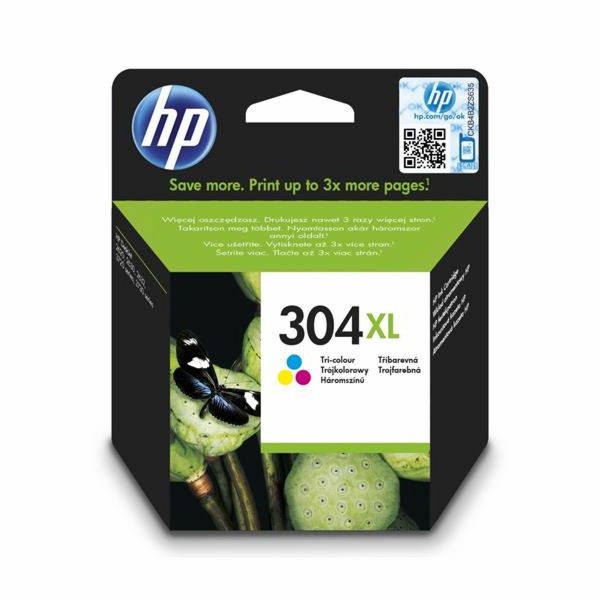 Inkoust HP 304XL barevná inkoustová kazeta, N9K07AE