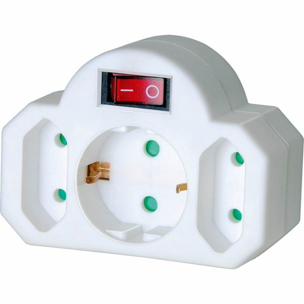 Adapterstecker Euro 2+Schutzkontakt 1 mit Schalter, Steck...