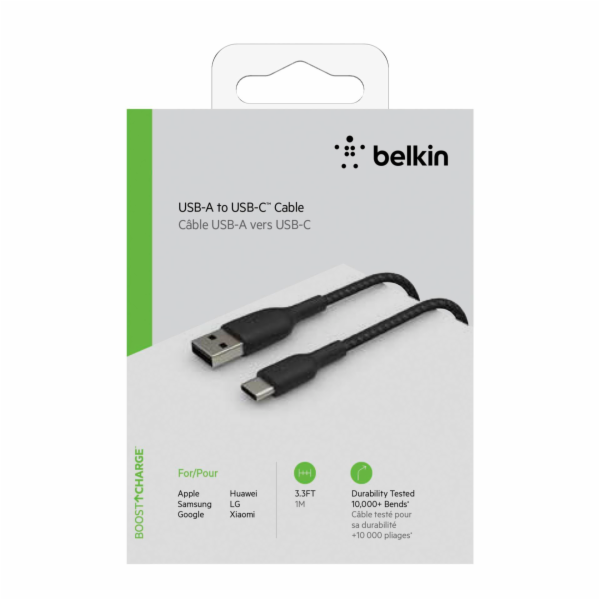 Belkin USB-C/USB-A kabel 1m  opletený, cerný CAB002bt1MBK