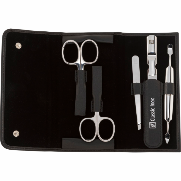 Zwilling CLASSIC snap fastener  leather case, black, 5 pcs.