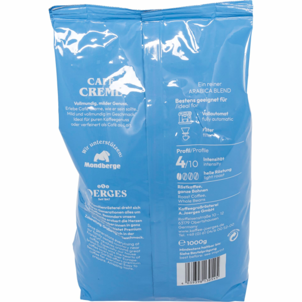 Joerges Gorilla Cafe Creme 1 Kg zrnková