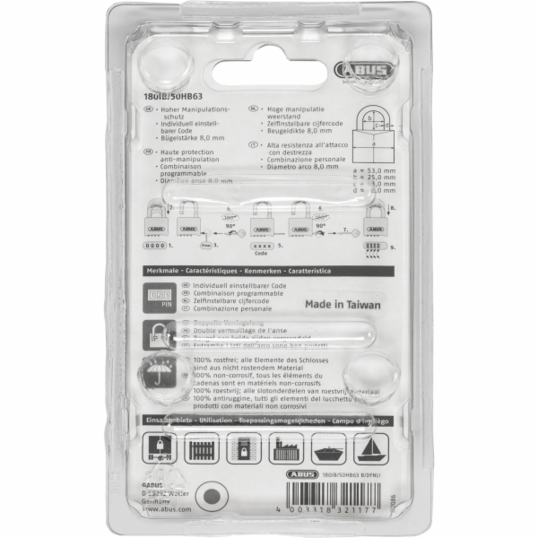 ABUS císelný zámek 180IB/50HB63  SL 5