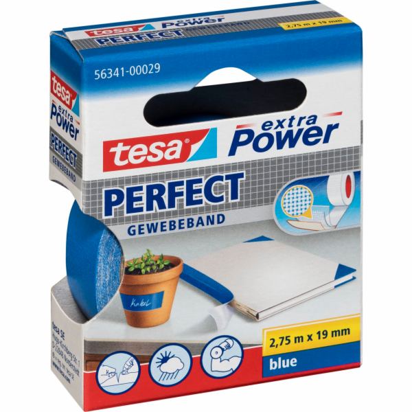 Lepidlo na textilie Tesa. 2,75 m x 19 mm extra výkon modr...