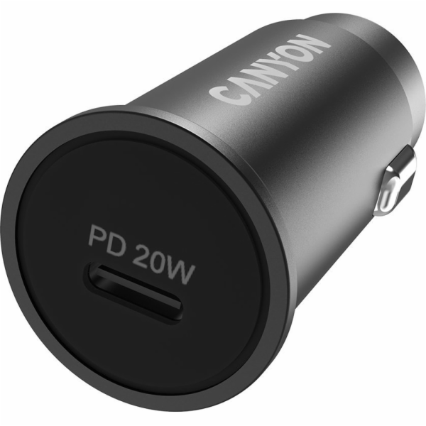 CANYON auto nabíječka C-20, 1x USB-C (PD 20W), vstup 12V-24V