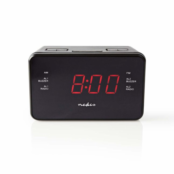NEDIS digitální budík s rádiem/ LED displej/ 3,5 mm jack/...