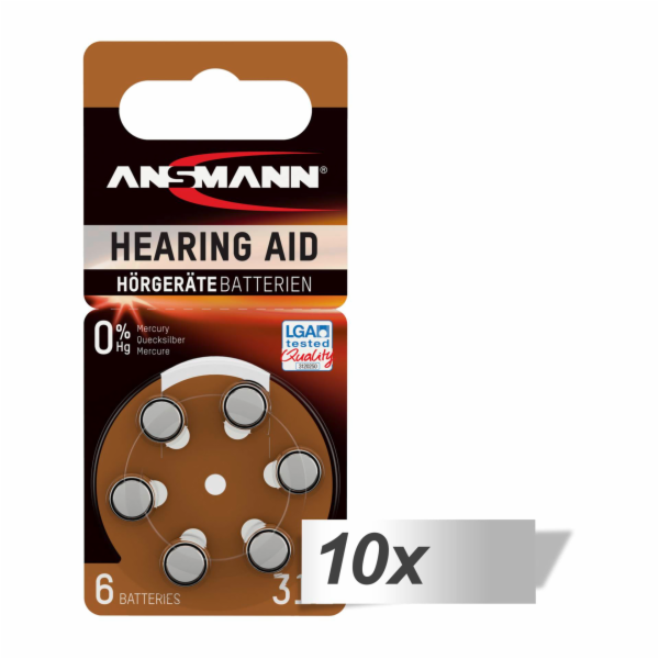 10x6 Ansmann Zinc-Air 312 (PR41)  baterie pro naslouchatka