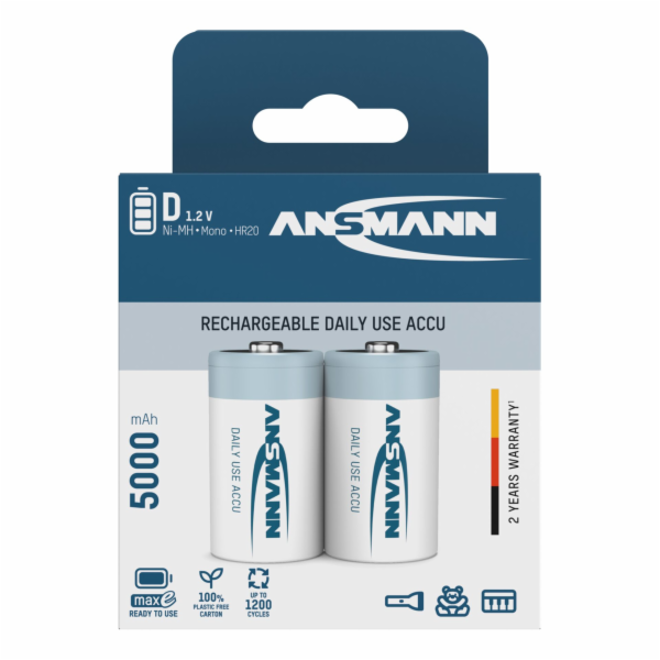 6x2 Ansmann maxE NiMH aku  Mono D 5000 mAh          5030922