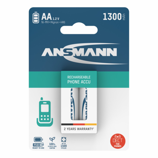 12x2 Ansmann maxE NiMH aku  Mignon AA 1300 mAh DECT PHONE