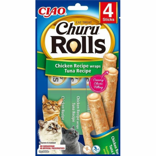 Lahodné pro kočky Churu Rolls Chicken & Tuna 0,04 kg, 4 ks.