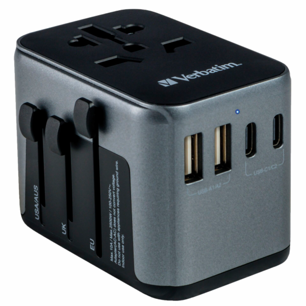 Verbatim Universal-Reiseadapter UTA-03 (schwarz/silber, 2...