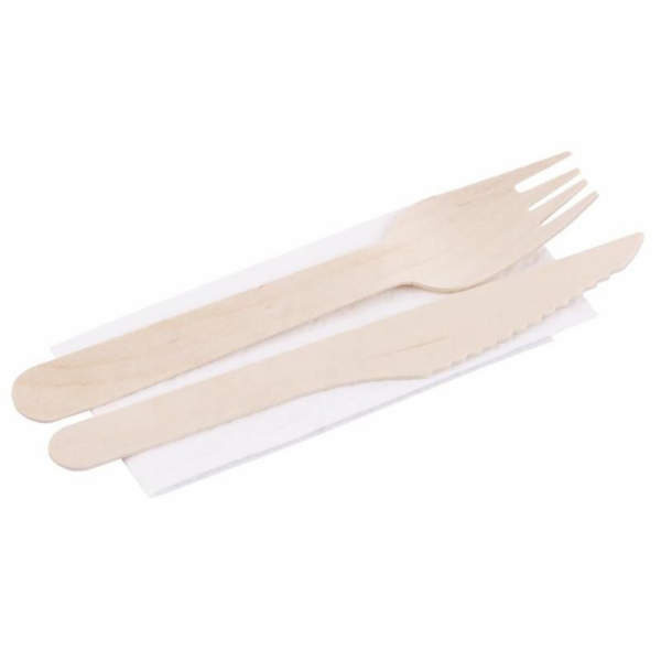 Příbory MagicHome Woodline ECO, dřevěné, nůž, vidlička, u...