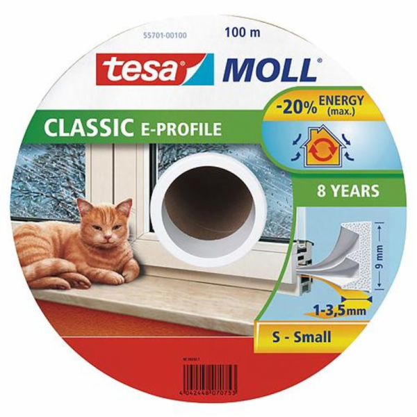 Tesa Gumové těsnění 9mm E profil bílý 100m (5570100)