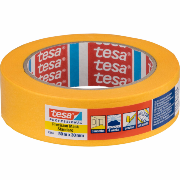 Tesa Masking Tape 50m x 30mm  Stand.Prec. yellow 04344