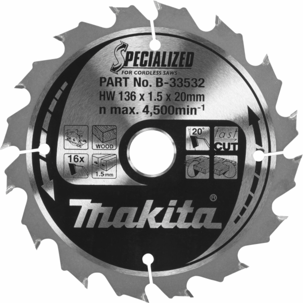 Makita B-33532  SPECIALIZED Saw Blade 136x20x16Z