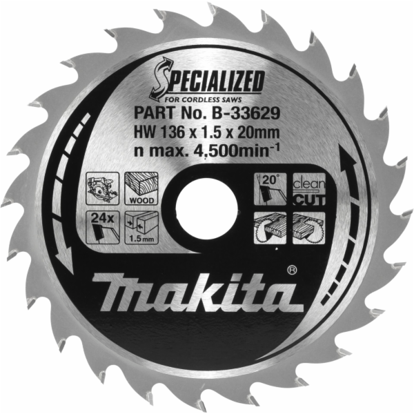 Makita B-33629  SPECIALIZED Saw Blade 136x20x24Z