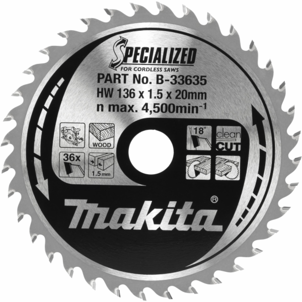 Makita B-33635  SPECIALIZED Saw Blade 136x20x36Z