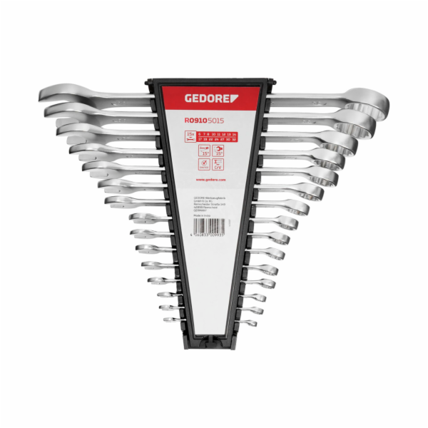 GEDORE red Ratchet Spanner Set  metric 15-pieces