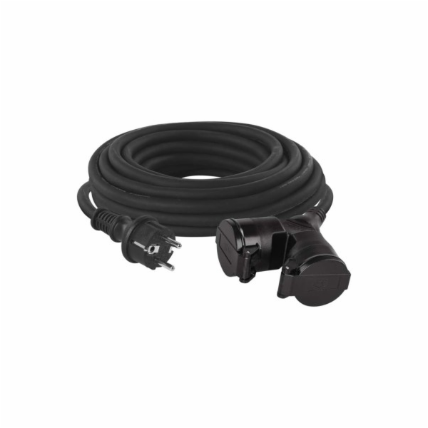 Venkovní prodlužovací kabel 10m / 2 zásuvky / černý / gum...