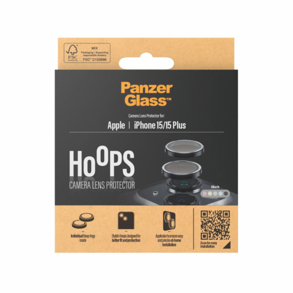 PanzerGlass Hoops Black Camera  Lens Protector iP 15 15 Plus