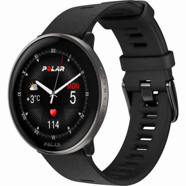 Polar Ignite 3 Titanium  Silicone Band black