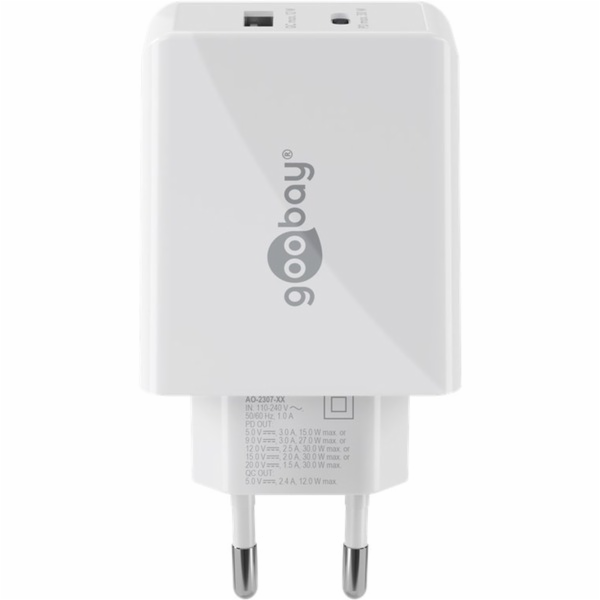 duální rychlá nabíječka goobay USB-C PD 30 wattů