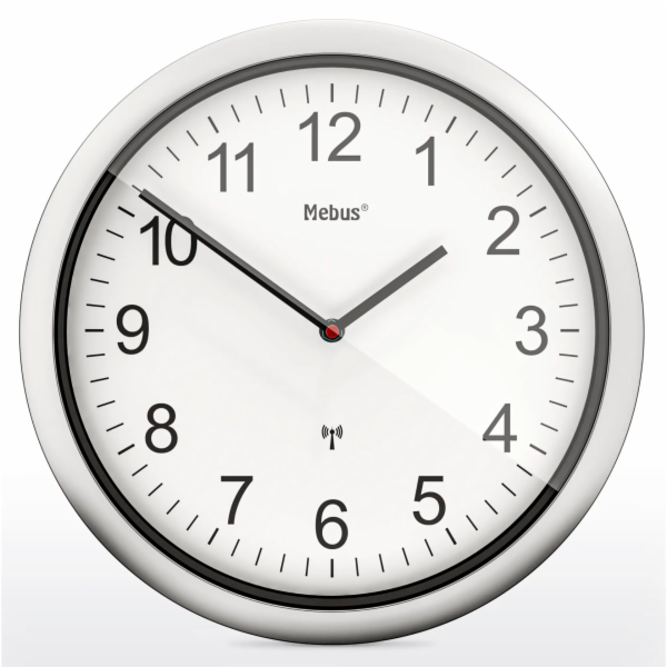 Mebus 19809 radio wall clock  white/silver