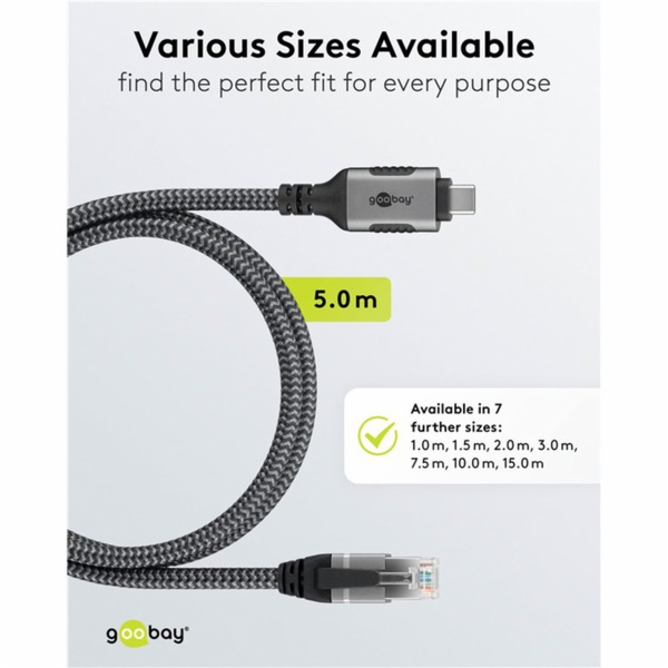 Goobay Ethernetový kabel USB-C 3.2 Gen2 samec > RJ-45 sam...