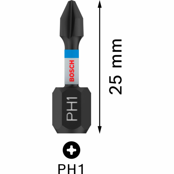 Otočné bity Bosch 25 mm PH1 2 ks 2608522468
