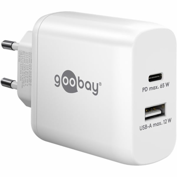 Goobay Duální rychlonabíječka USB-C, PD, GaN, 65 Wattů (b...