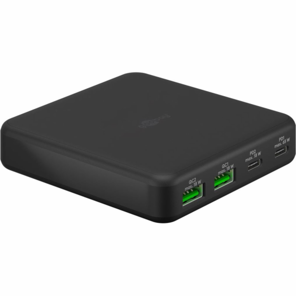 goobay USB-C víceportová stolní nabíječka, PD, GaN, 65 wattů