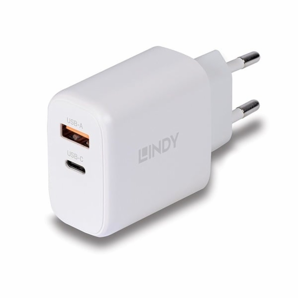 Lindy Nabíječka 65 Watt USB-A & C GaN (bílá, 1x USB-A, 1x...