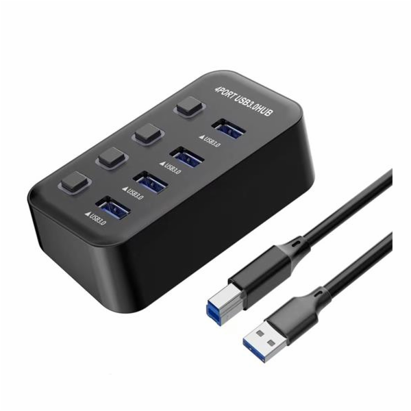 USB 3.2 Superspeed HUB 4-portový s vypínači portů